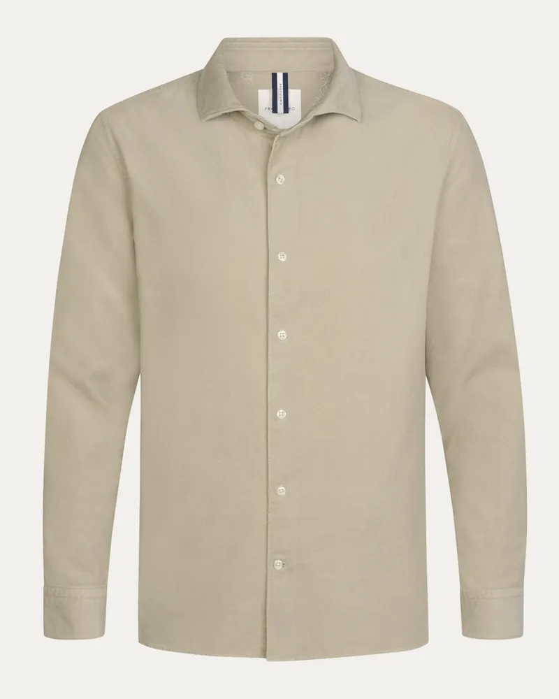 Profuomo Cordhemd aus Baumwolle mit Haifischkragen, Relaxed Fit in Beige