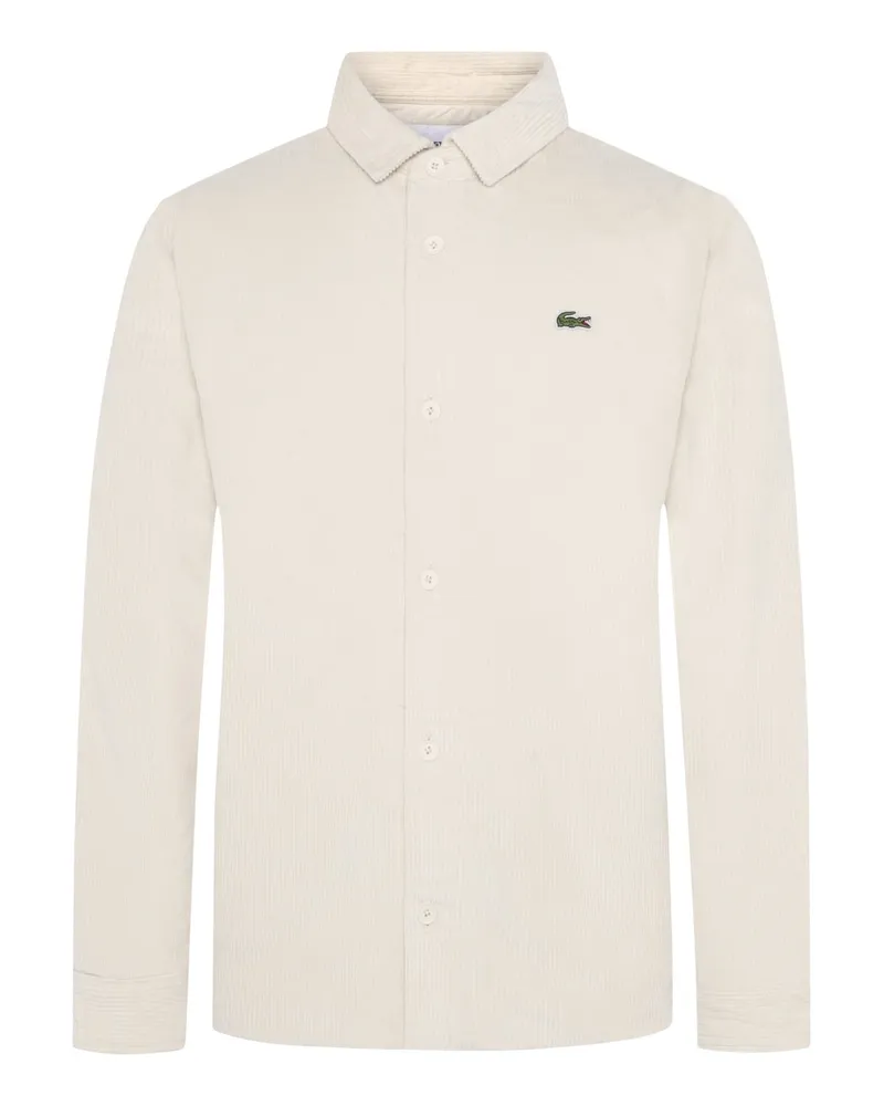 Lacoste Softes Cord-Overshirt aus Baumwolle mit kleinem Krokodil-Aufnäher in Offwhite