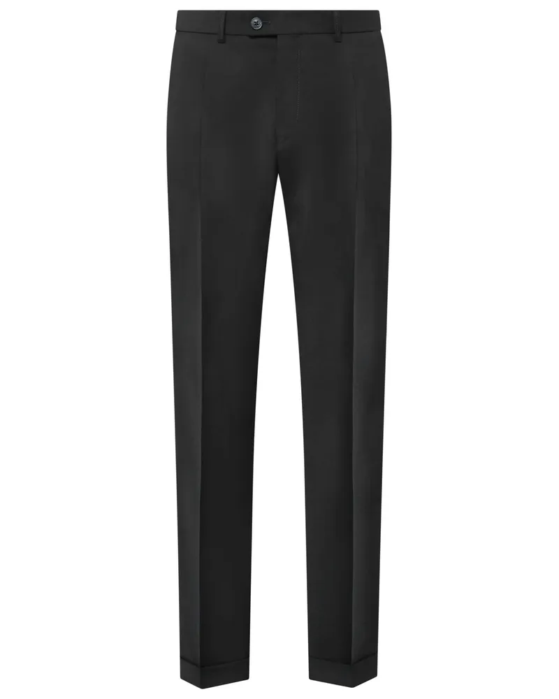 Hiltl Wollhose Primo mit abgeschrägtem Bund, Regular Fit in Schwarz