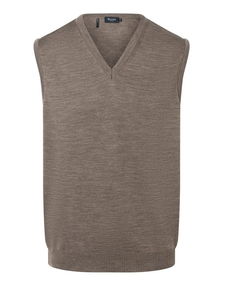 Maerz Leichter Pullunder aus Superwash-Merinowolle mit V-Neck, Regular in Braun