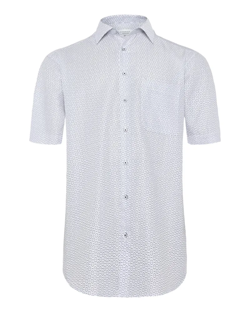 Eterna Gemustertes Kurzarmhemd aus Baumwolle und Cooling-Funktion in Weiß