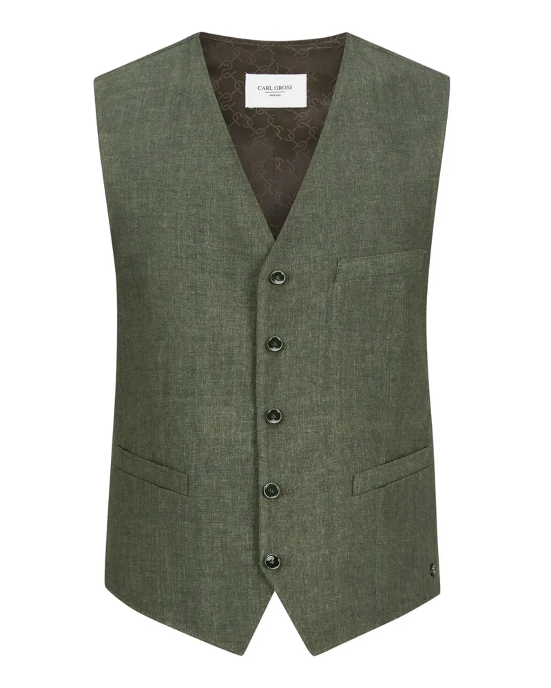 Carl Gross Kombiweste aus Leinen mit Taschen in Oliv