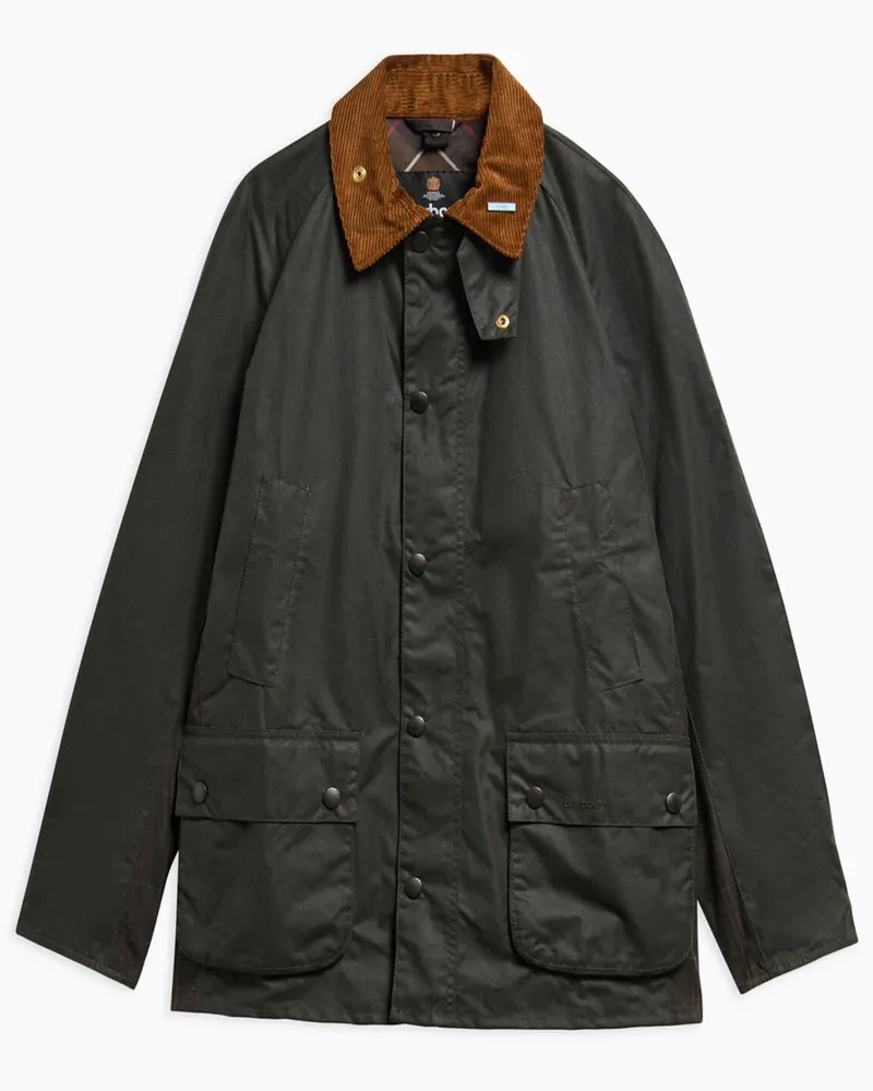 Barbour Wachsjacke Icons Ashby mit Cordkragen in Grün