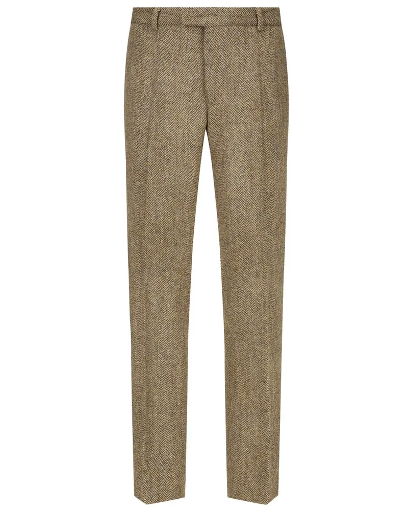 Wellington of Bilmore Harris Tweed Hose mit Fischgrätmuster, Regular Fit in Beige