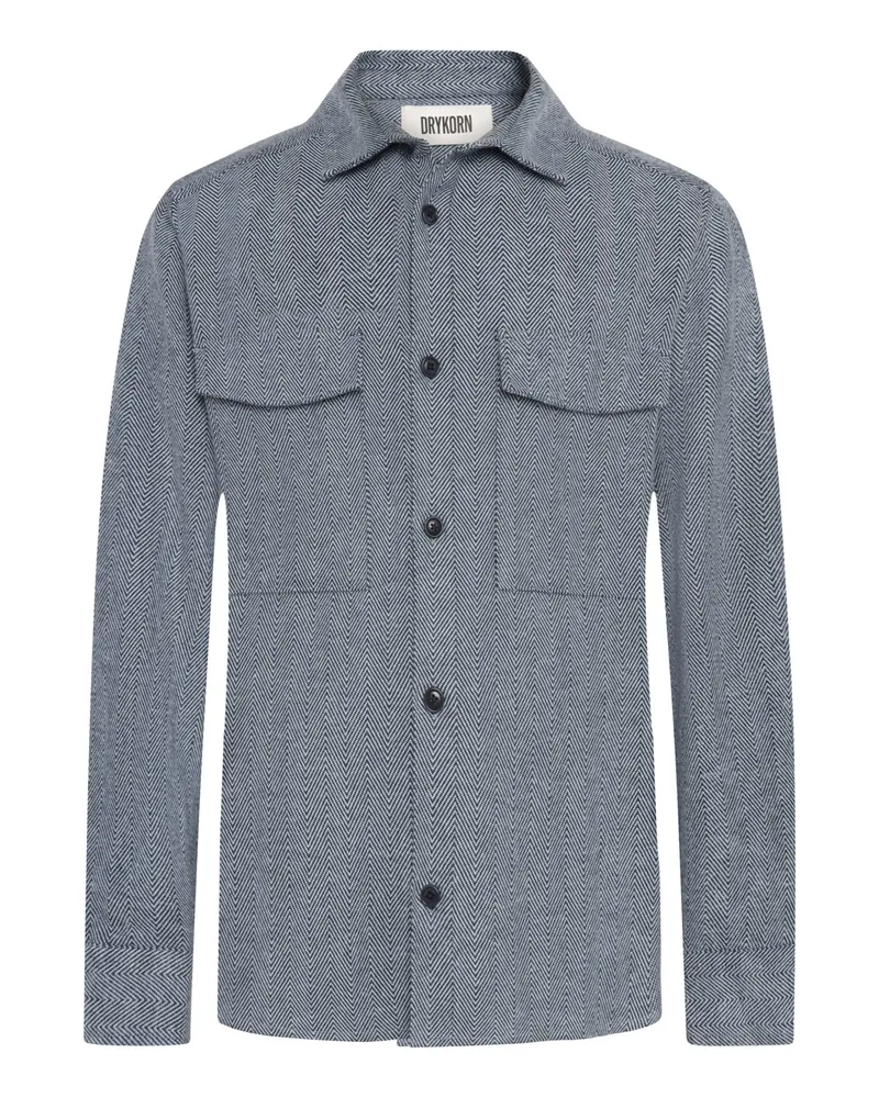 Drykorn Overshirt aus Baumwolle mit Fischgrätmuster in Grau