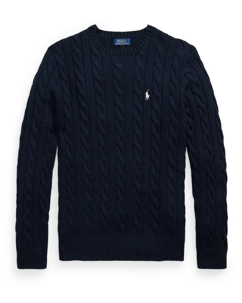 Ralph Lauren Pullover aus Baumwolle mit Zopfstrickmuster, Classic Fit in Marine