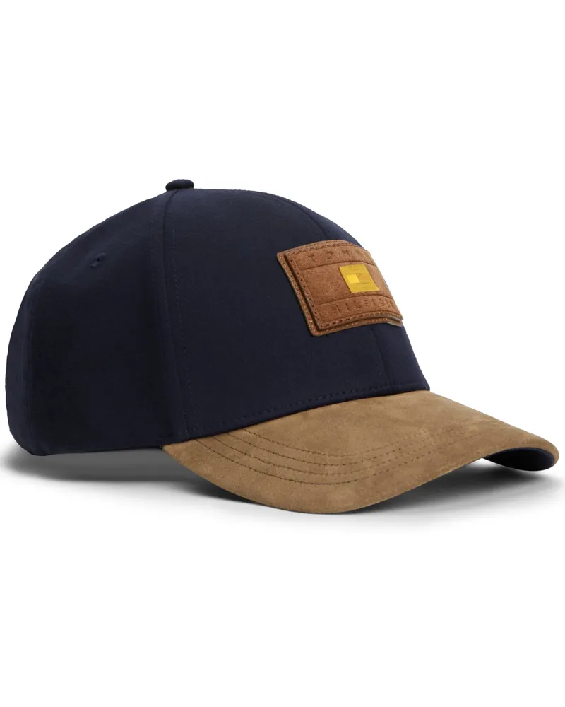 Tommy Hilfiger Cap aus Baumwolle mit Veloursleder-Akzenten und Aufnäher in Marine