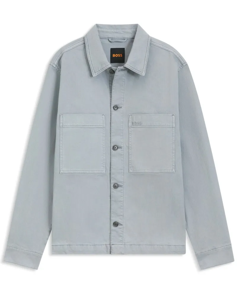 HUGO BOSS Overshirt Laredo aus strukturiertem Baumwoll-Canvas mit Stretch in Grau