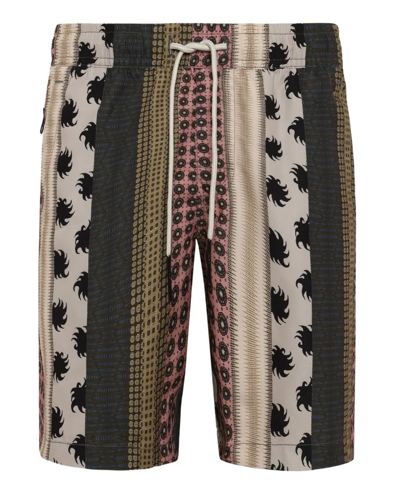 OAS Schnelltrocknende Badeshorts mit Streifen-Print in Braun