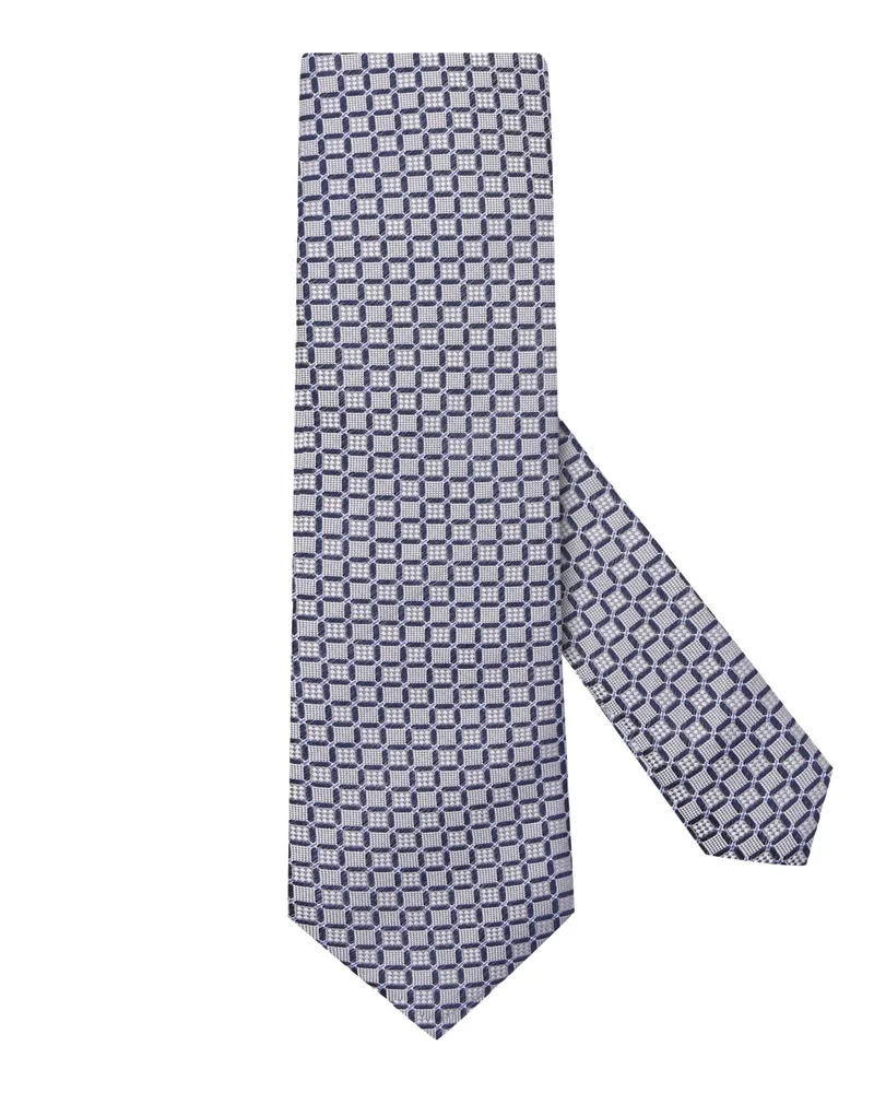 Seidenfalter Seidenkrawatte mit geometrischem Muster in Blau