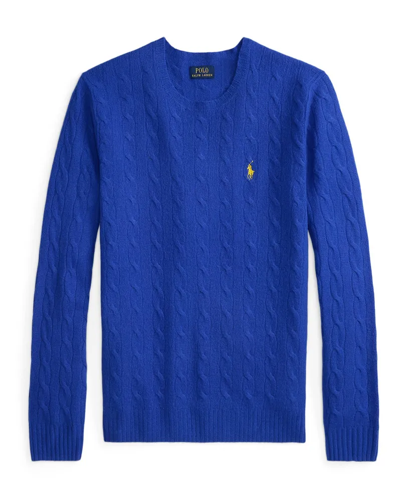 Ralph Lauren Softer Pullover mit Zopfstrickmuster und Kaschmiranteil in Königsblau