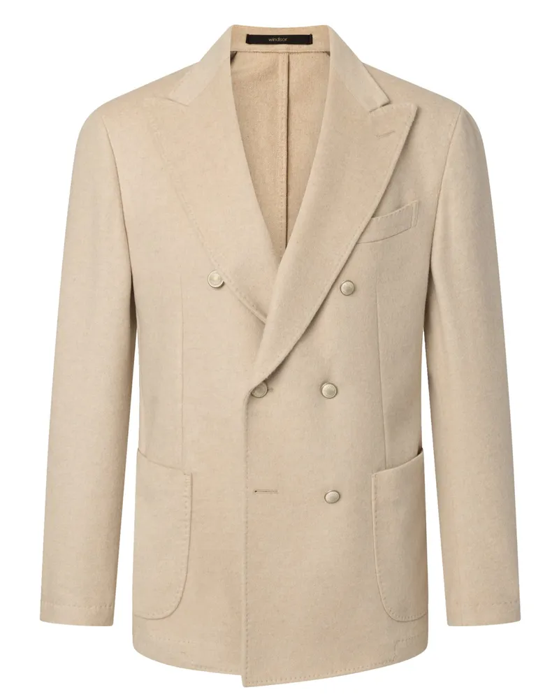 windsor. Zweireihiges Kaschmirsakko ohne Innenfutter, Shaped Fit in Beige