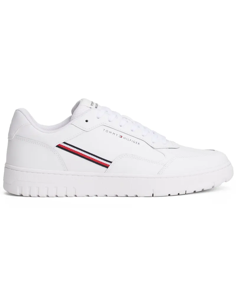 Tommy Hilfiger Allrounder Sneaker aus Leder mit Streifen-Akzent in Weiß
