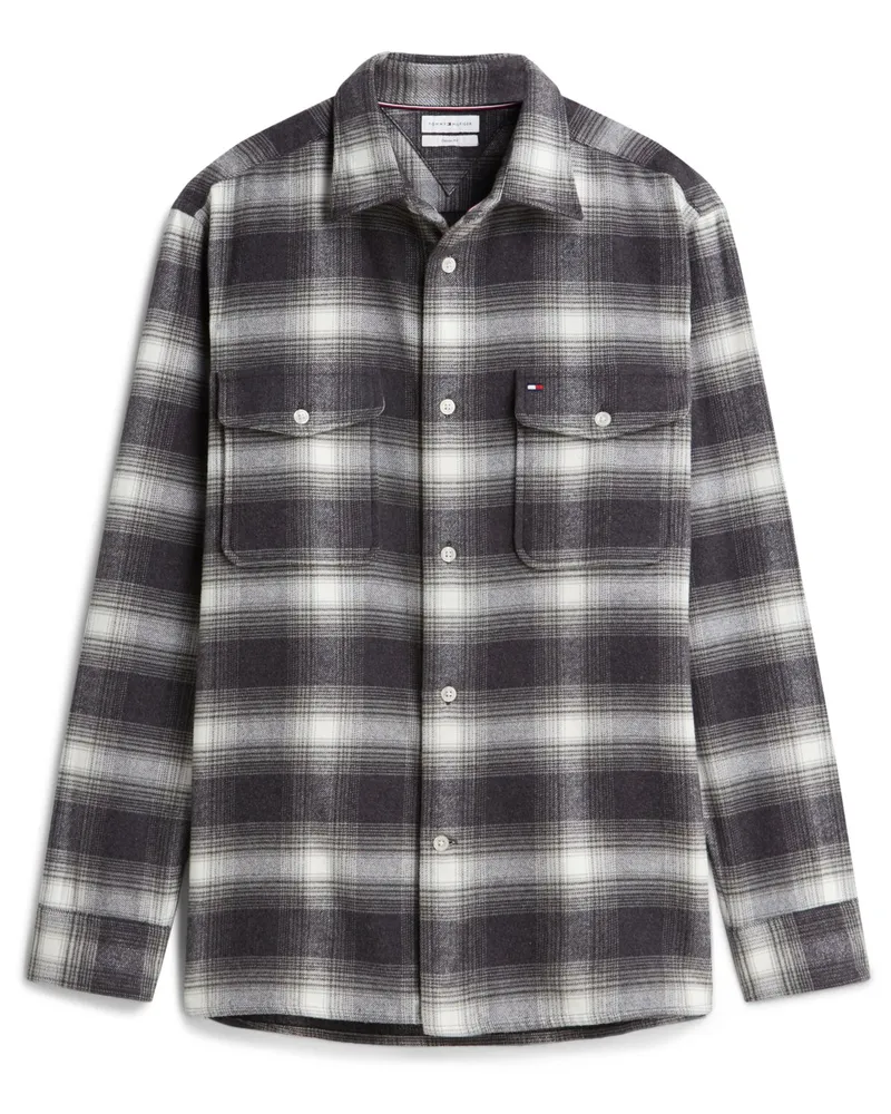 Tommy Hilfiger Flanell-Overshirt mit Brusttaschen und Check-Muster, Relaxed Fit in Anthrazit