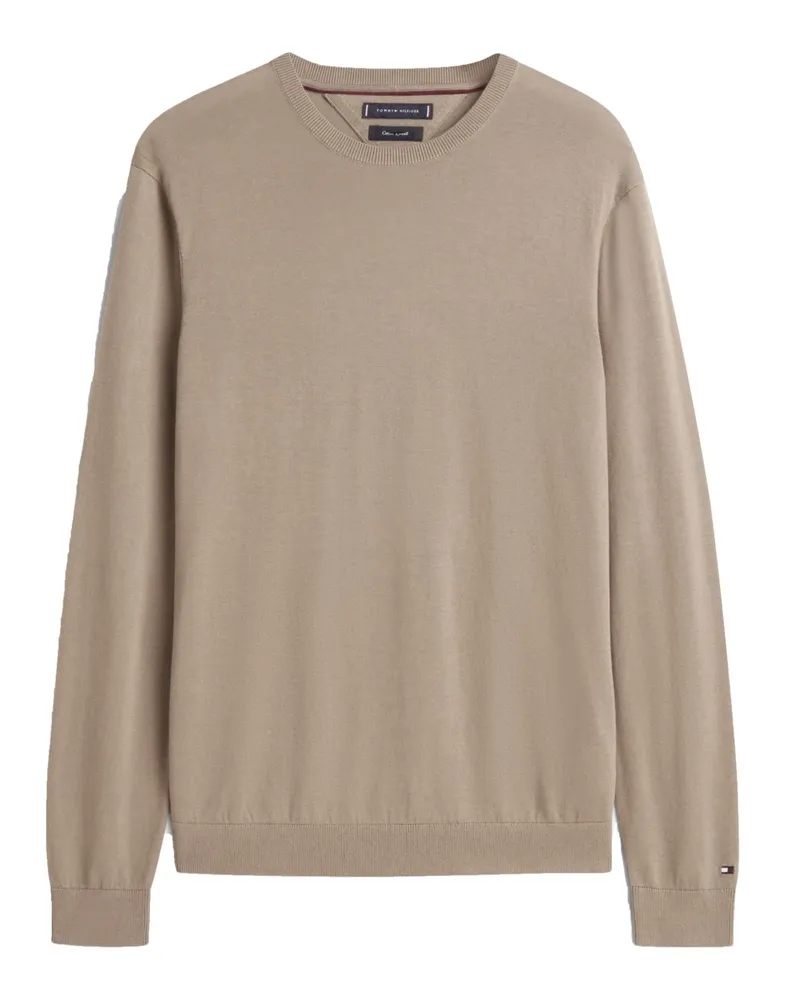 Tommy Hilfiger Leichter Strick-Pullover mit Lyocell und Logo-Stickerei in Beige