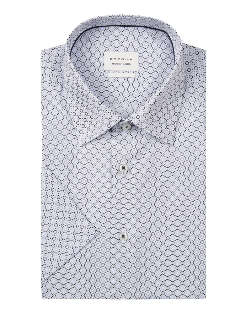 Eterna Kurzarmhemd aus Baumwolle mit feinem Muster, Modern Fit in Weiß