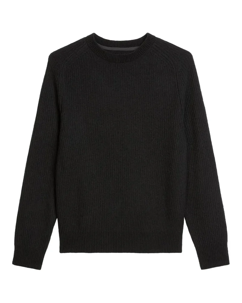 Marc O'Polo Rundhals Pullover aus einem leicht elastischen Wollgemisch, Regular Fit in Schwarz