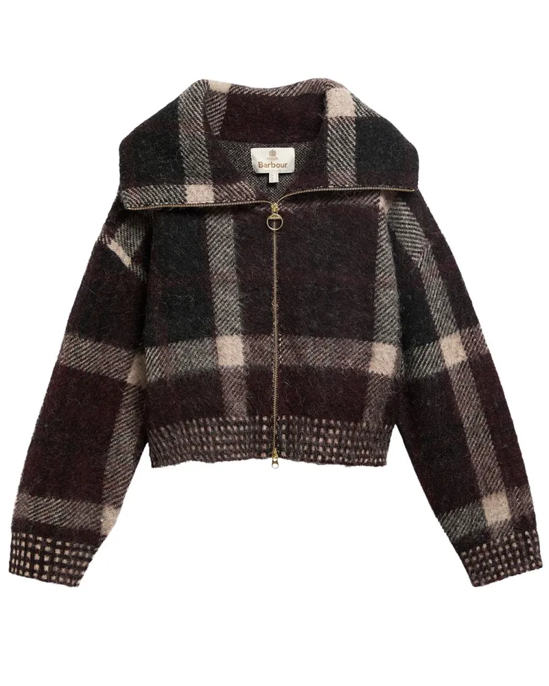 Barbour Damen-Overshirt aus softem Alpaka-Mix mit Tarten-Muster in Bordeaux