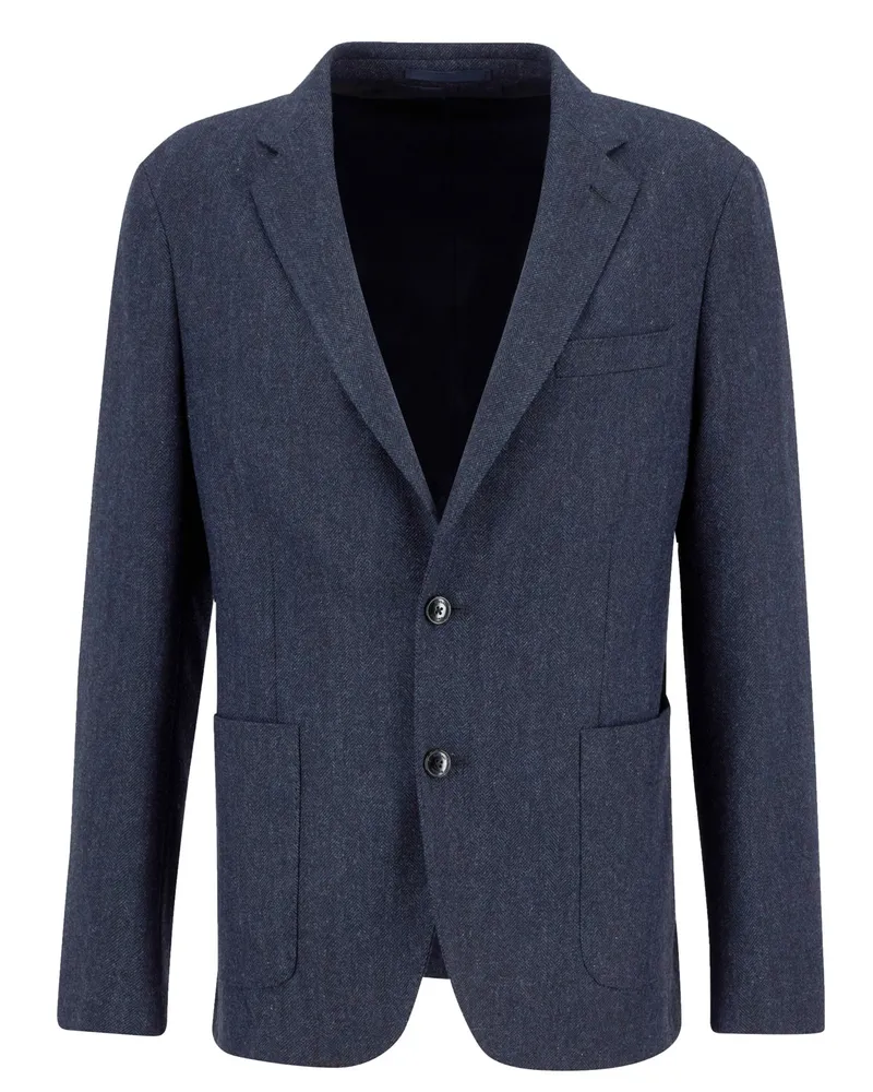 Barbour Sakko aus einem Woll-Mix mit Stretch und Fischgrätmuster, Tailored Fit in Marine