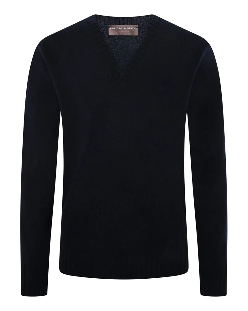 Filippo de Laurentiis Softer Pullover aus einem Merino-Kaschmir-Mix mit V-Ausschnitt in Marine