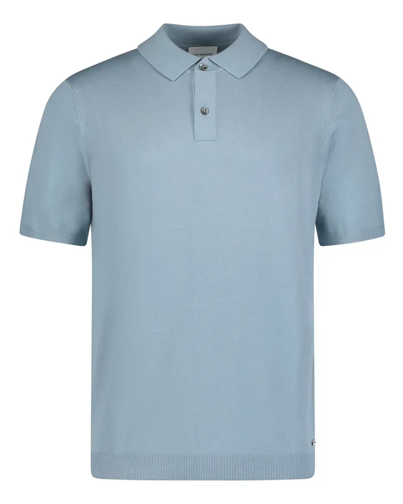 Roy Robson Leichtes Glattstrick-Poloshirt aus einem Baumwoll-Mix, Regular Fit in Hellblau