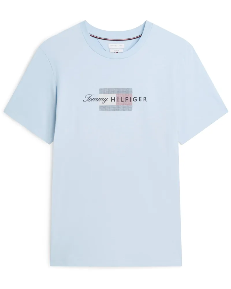 Tommy Hilfiger T-Shirt aus Baumwolle mit Label-Print, Regular Fit in Blau
