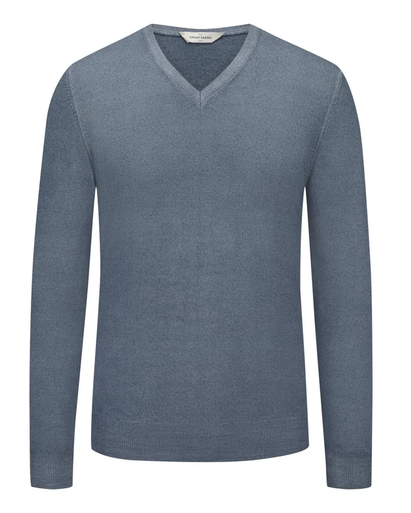 Gran Sasso Pullover aus Schurwolle mit V-Ausschnitt in Hellblau
