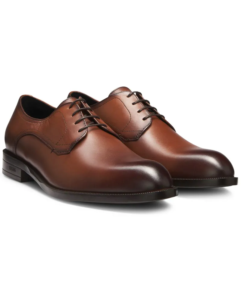 HUGO BOSS Schnürer in Derby-Form mit Signature-Details in Cognac