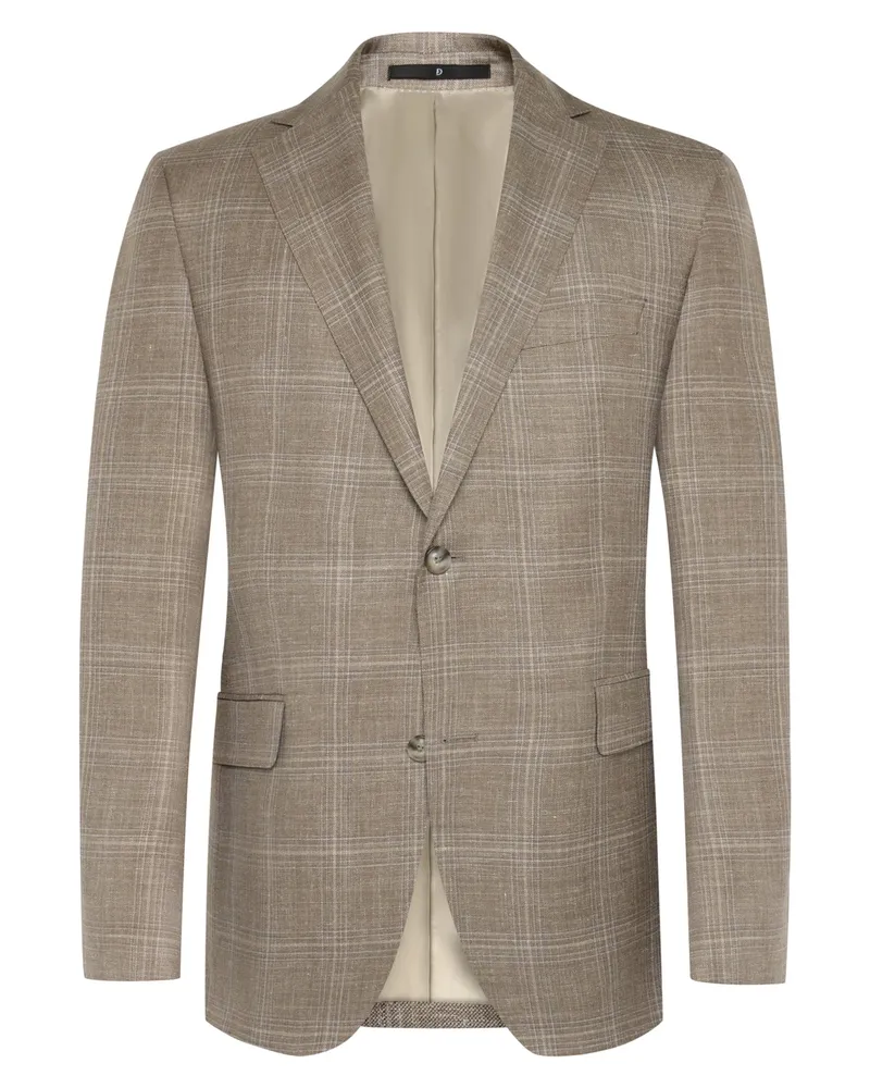 Dressler Sakko aus einem Wolle-Seide-Leinen-Mix mit fallendem Revers in Beige