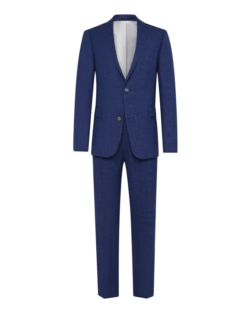 Dressler Anzug aus Wolle mit Seide und Leinen, Shaped Fit in Königsblau