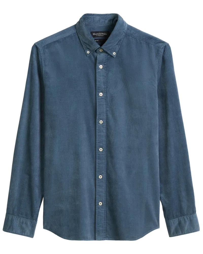 Marc O'Polo Hemd aus softem Bio-Baumwollcord, Regular Fit in Blau