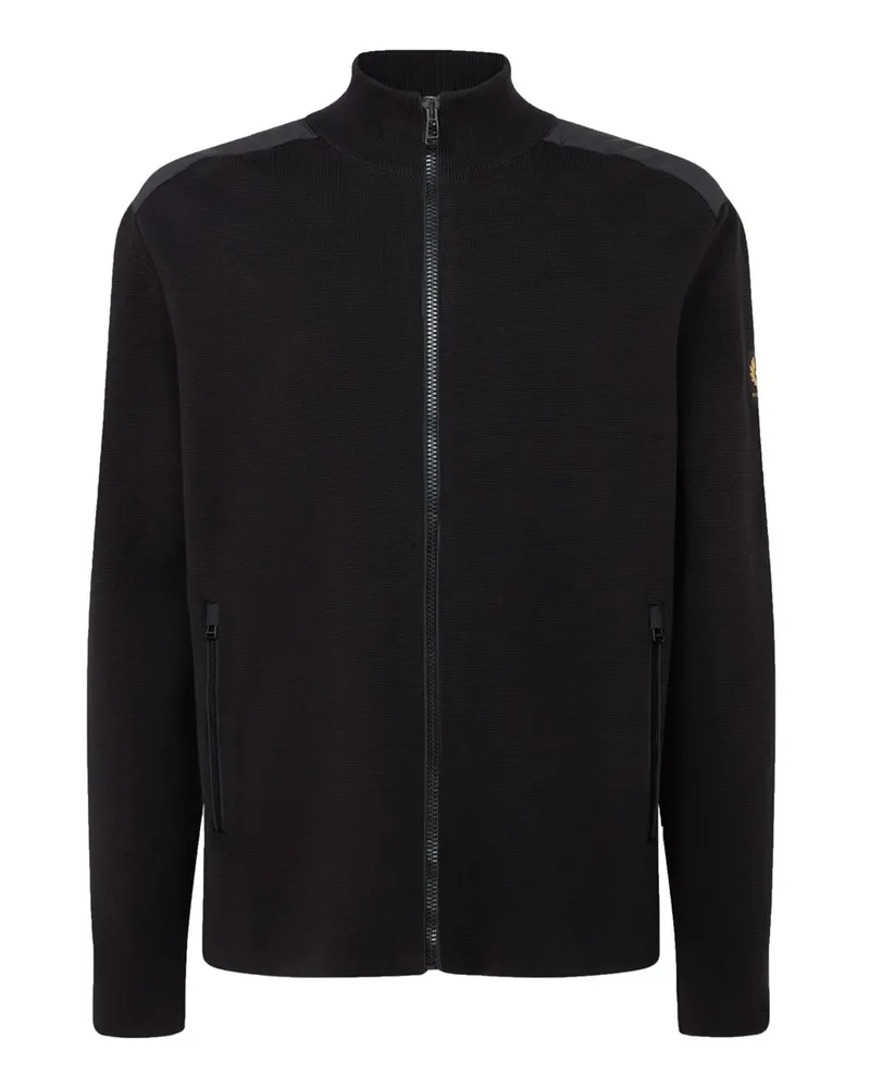Belstaff Heavy-Strickjacke mit Taschen und Logo-Aufnäher in Schwarz