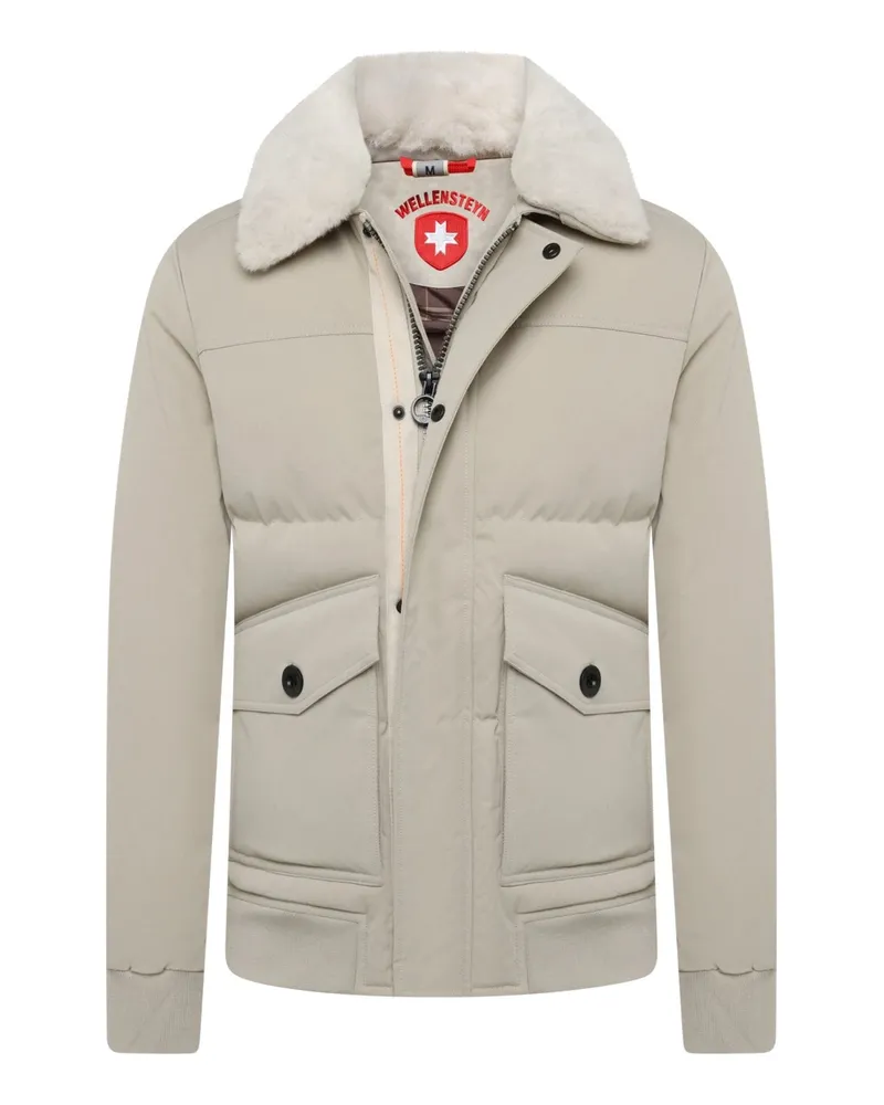 Wellensteyn Steppjacke mit abnehmbaren Webpelzkragen in mattem Finish in Sand
