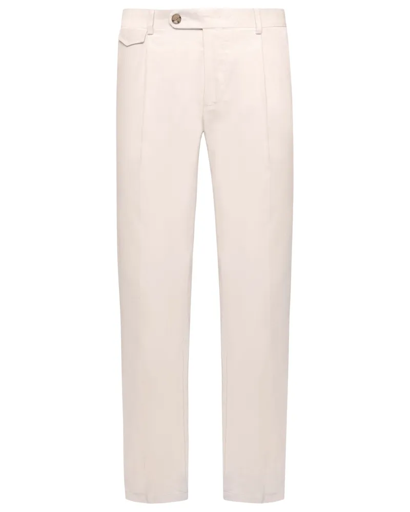windsor. Feincordhose mit Bundfalte und Riegelverschluss, Shaped Fit in Offwhite