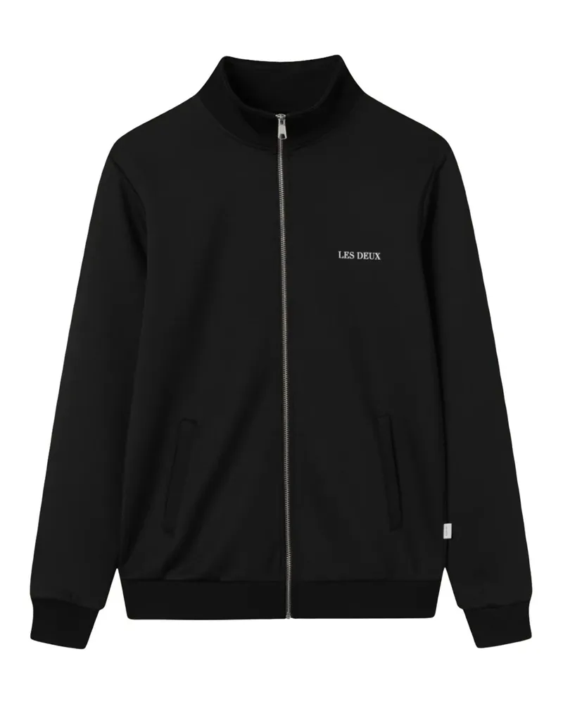 LES DEUX Sweatjacke mit Stretchanteil und Label-Schriftzug in Schwarz