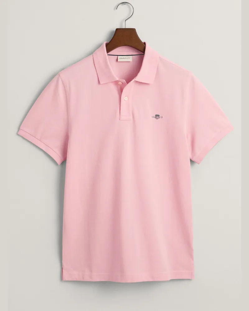 Gant Piqué-Poloshirt mit Label-Stickerei, Regular Fit in Pink