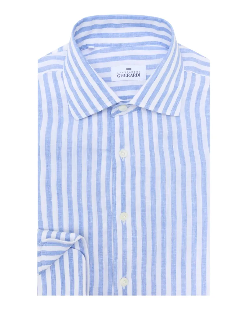 Alessandro Gherardi Hemd aus Leinen mit Streifenmuster in Hellblau