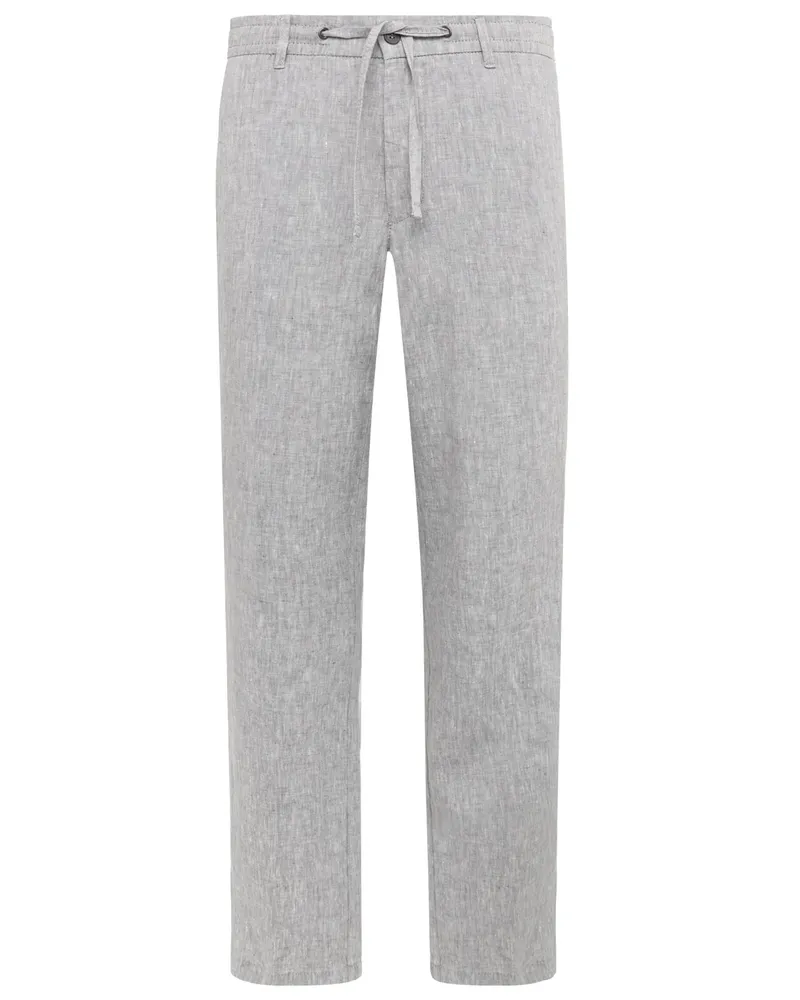 Tom Rusborg Sommerliche Leinenhose mit elastischem Bund und Kordelzug in Grau