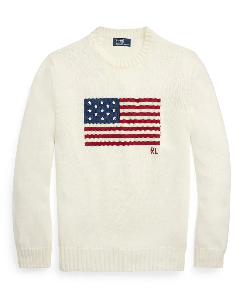 Ralph Lauren Pullover mit Stars and Stripes-Motiv in Weiß