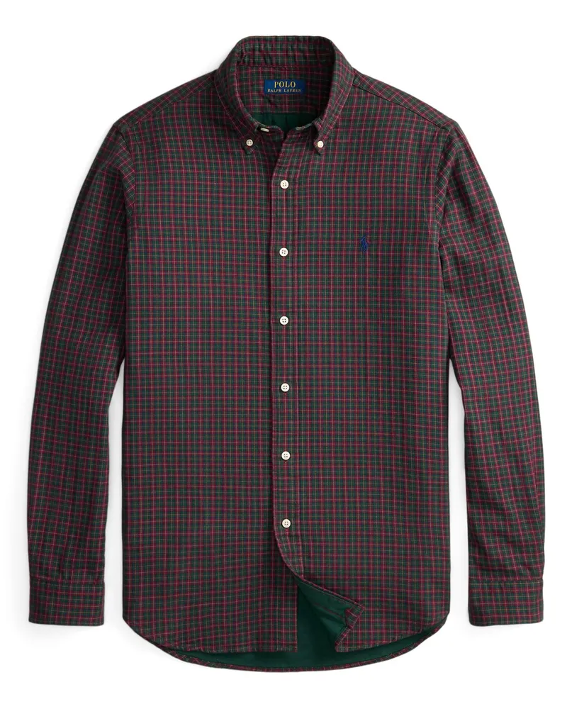 Ralph Lauren Oxfordhemd mit Karomuster und Logo-Stickerei, Custom Fit in Rot