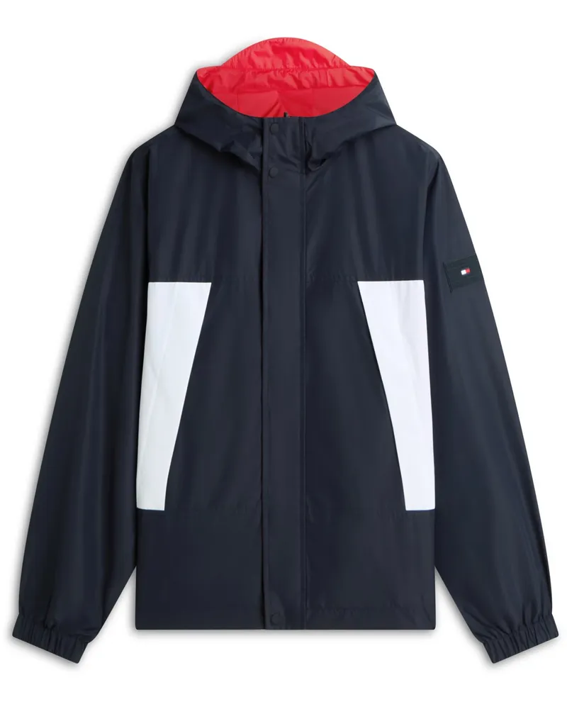 Tommy Hilfiger Wetterfeste Wendejacke mit Kapuze und Kontrastelementen in Marine