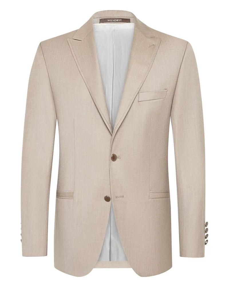 Wilvorst Einreiher-Sakko aus Schurwolle mit Innenfutter in Beige