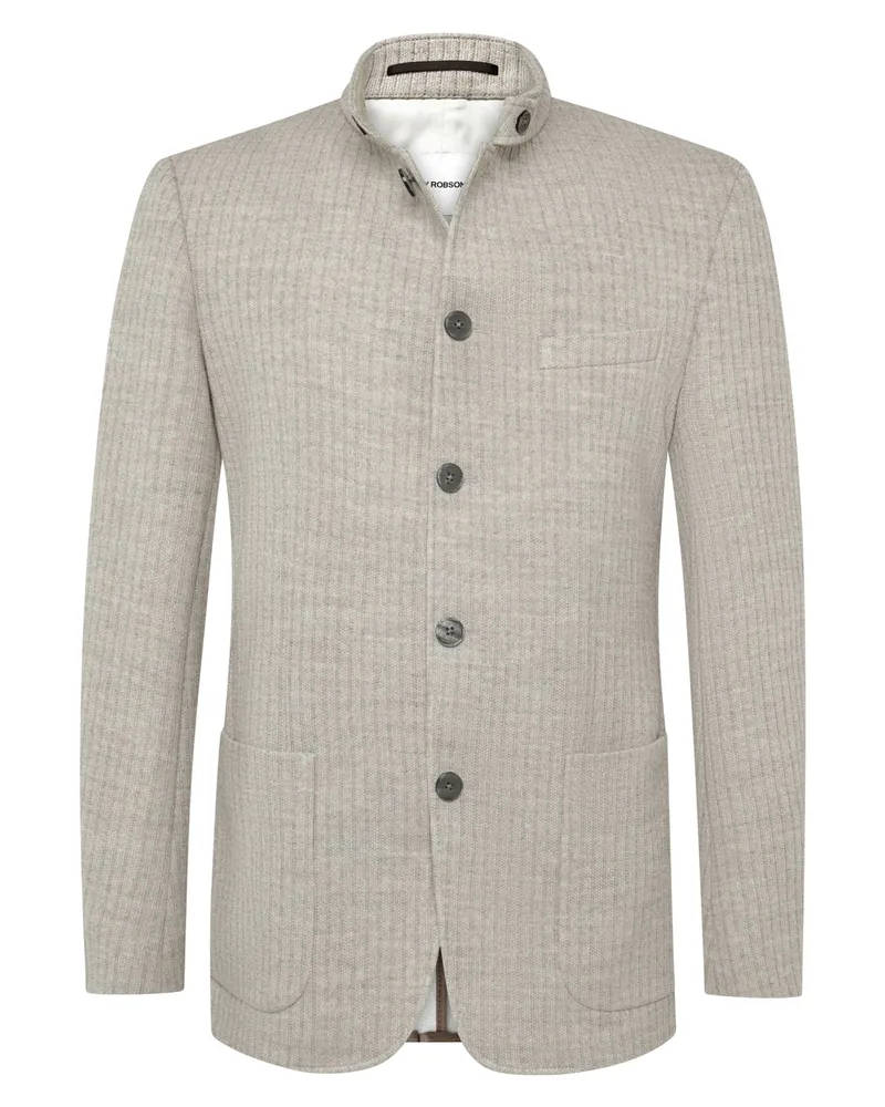 Roy Robson Teilgefüttertes Strick-Sakko mit Stehkragen und Struktur, Slim Fit in Beige