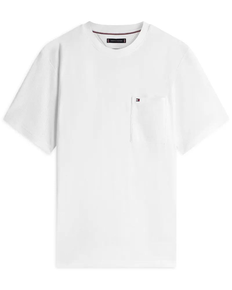 Tommy Hilfiger Baumwoll-T-Shirt in Frottee-Qualität mit Brusttasche, Relaxed Fit in Offwhite