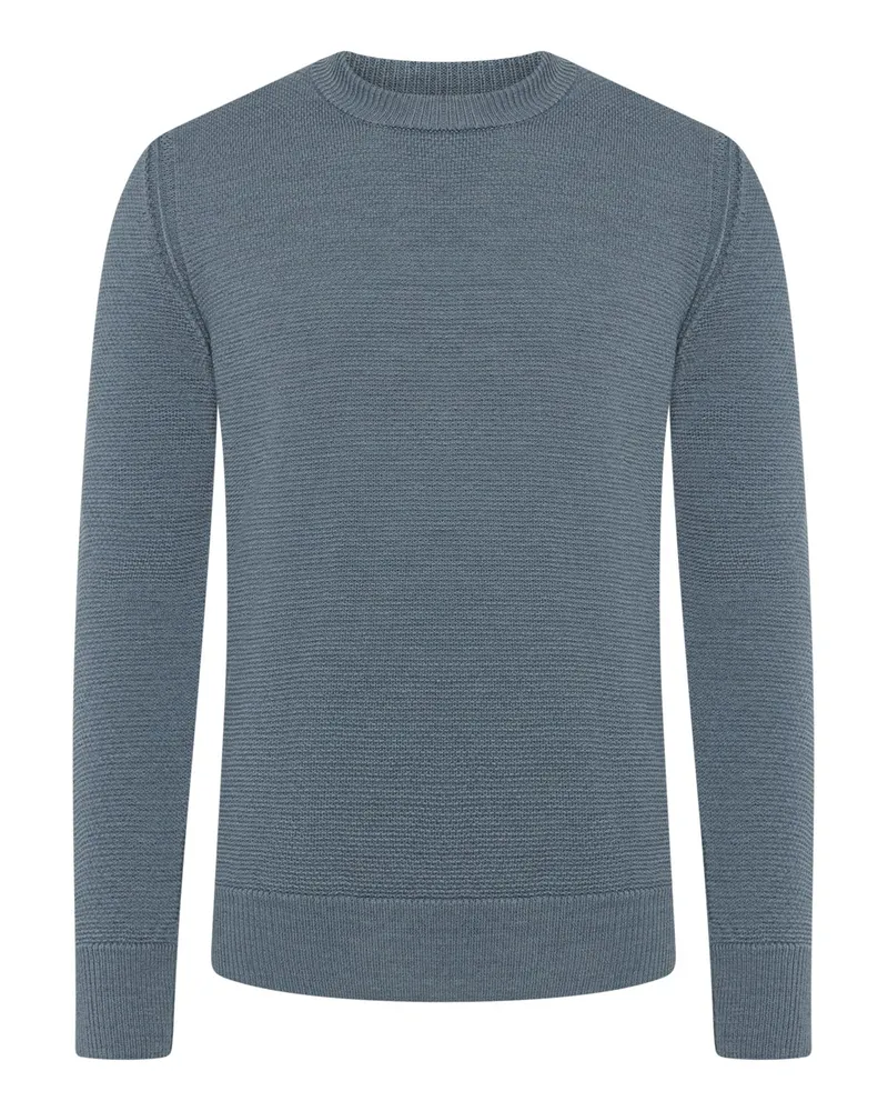 Phil Petter Pullover aus Merinowolle in Perlstrick mit Rippbündchen in Hellblau