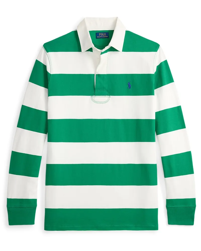 Ralph Lauren Rugbyshirt mit Blockstreifen und kleiner Pony-Stickerei, Classic Fit in Mint