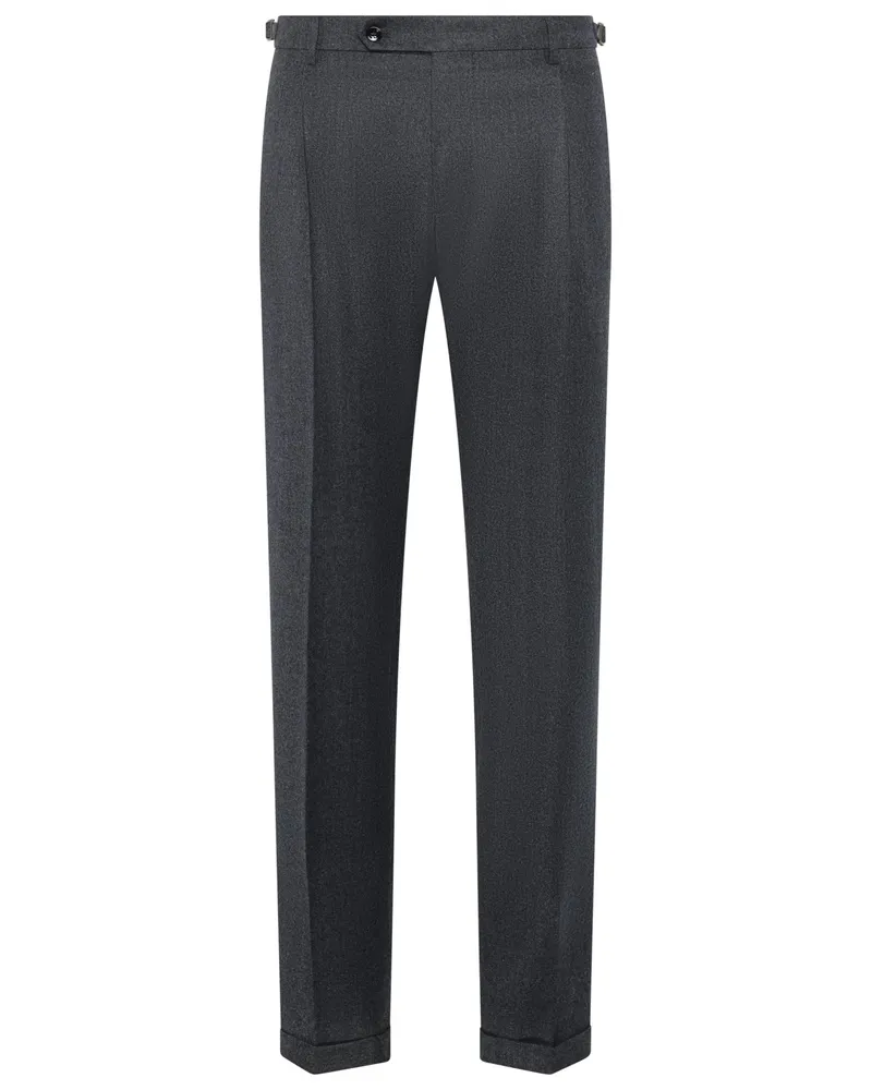 Berwich Softe Flanellhose aus Schurwolle mit Riegelverschluss in Anthrazit