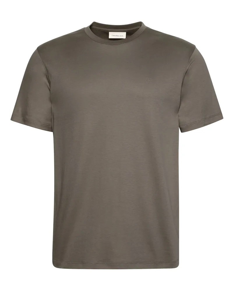 Calvin Klein T-Shirt aus softer Supima-Baumwolle mit Logo-Stickerei in Dunkelbraun
