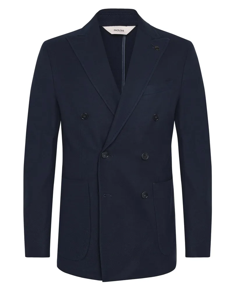 PAOLONI Einreiher-Sakko aus Baumwolle in softer Jersey-Qualität in Blau
