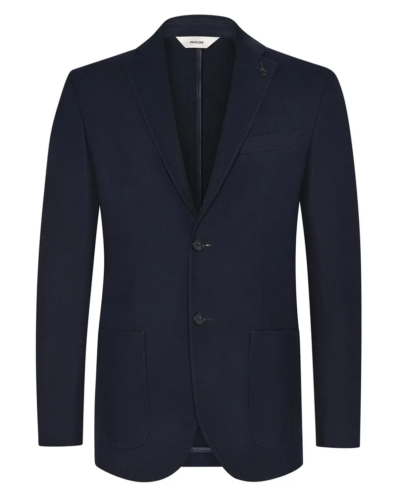 PAOLONI Einreiher-Sakko aus Baumwolle in softer Jersey-Qualität in Blau